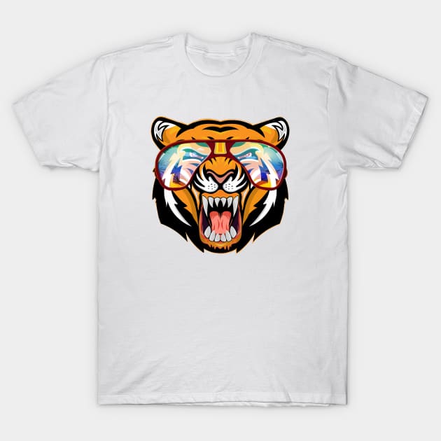 Tiger Face In The Summer T-Shirt by 66designer99